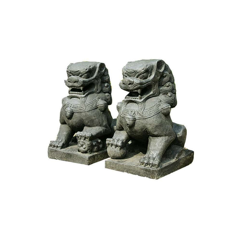 Statue Lion du Temple (set de 2) - H.40cm