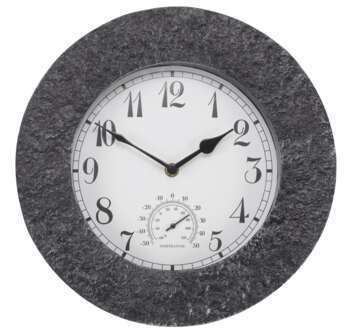 Horloge thermomètre : granit, gris, d.30cm