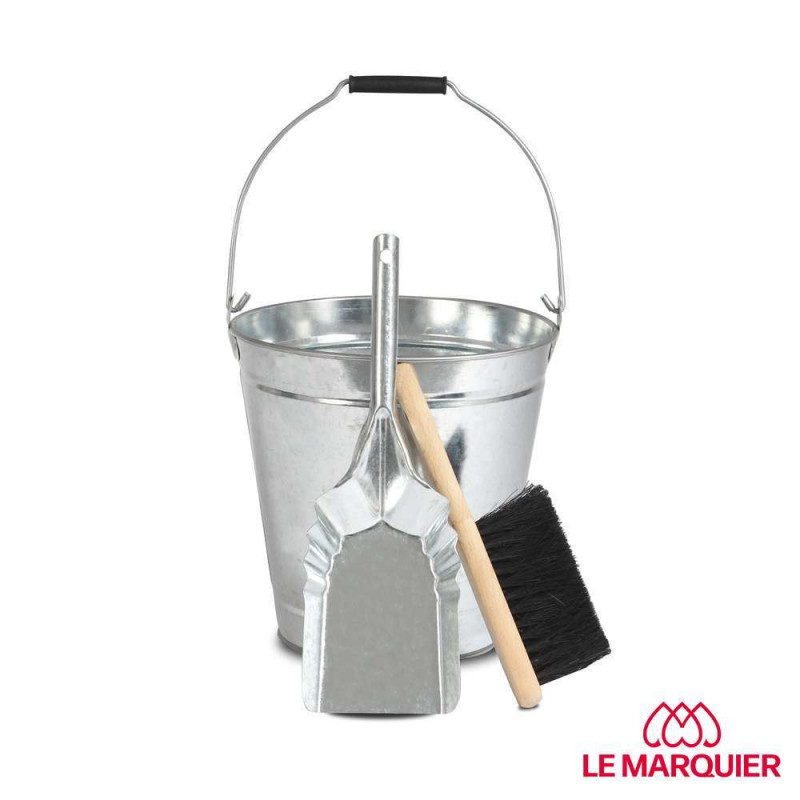 Ensemble seau + pelle + balai acier galvanisé