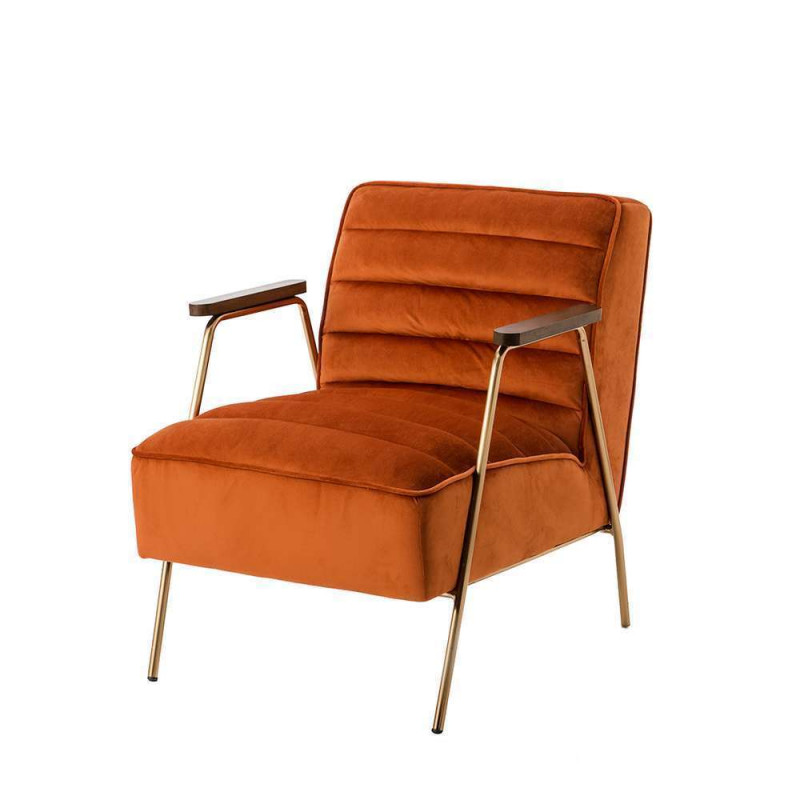 Fauteuil Hutch velours orange