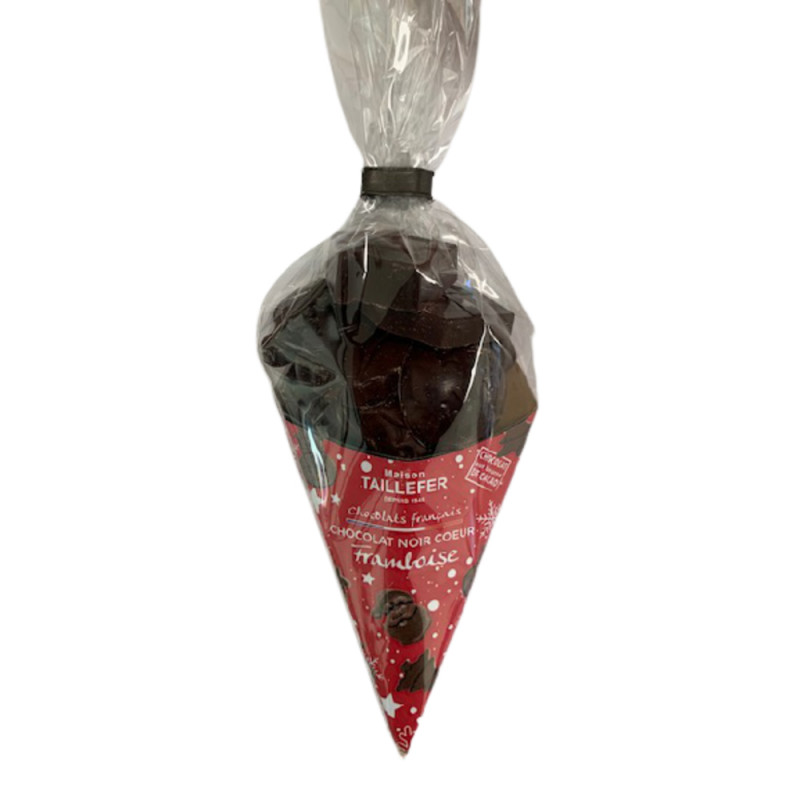 Chocolat noir cur framboise cornet 75g