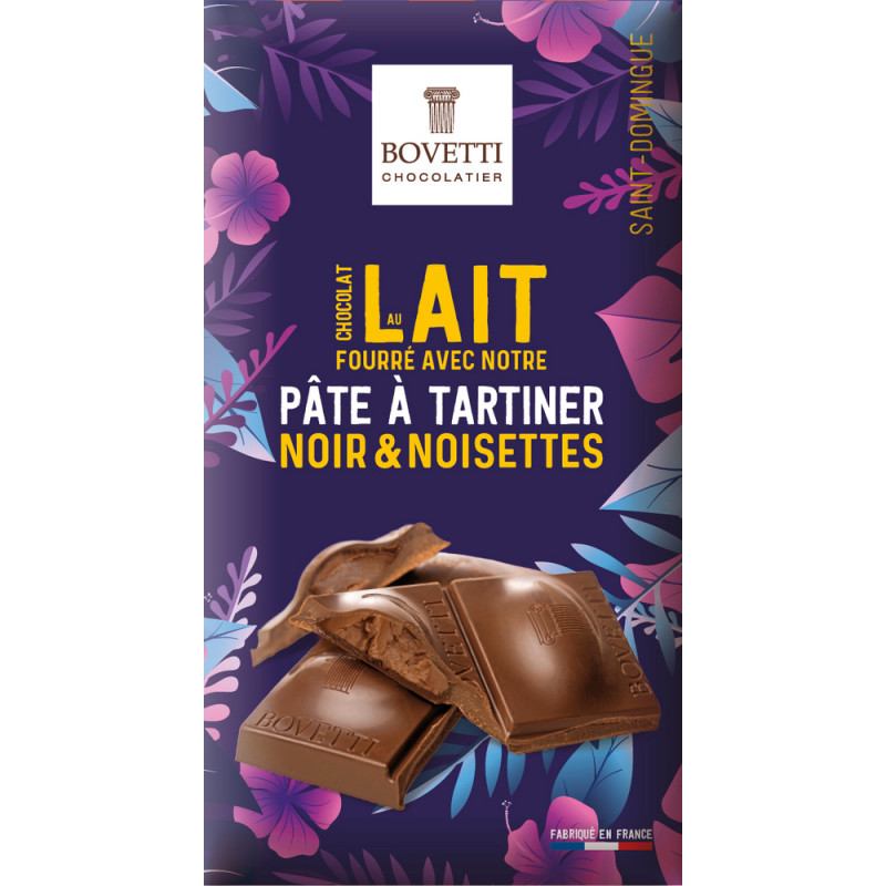 Tablette chocolat au lait garnie pâte à tartiner n