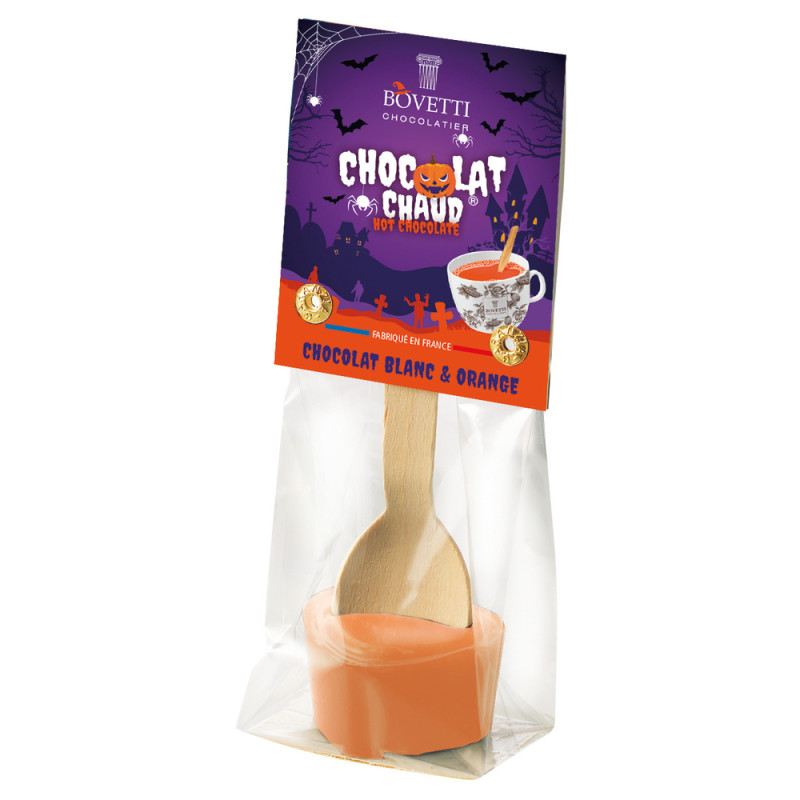 Cuillère pour chocolat chaud, chocolat blanc et or
