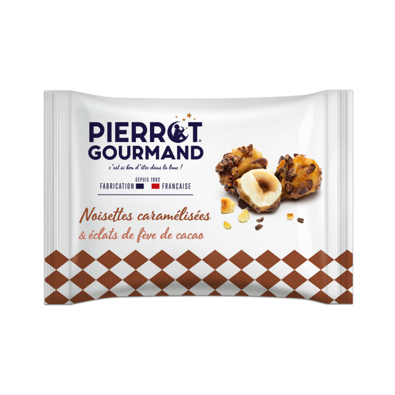 Noisettes caramélisées avec éclats de fèves de cac