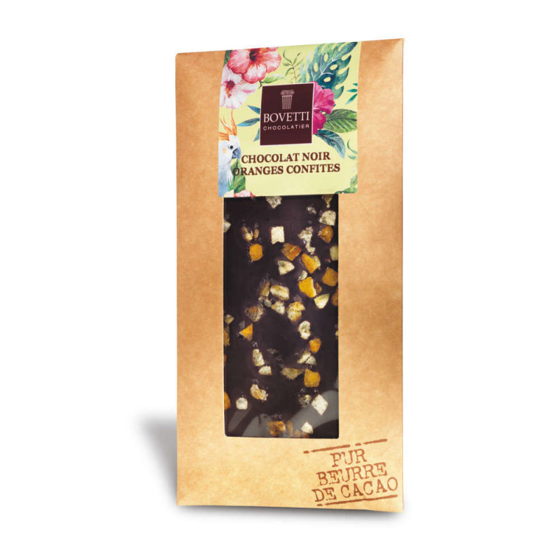 Tablette de chocolat noir à l'orange confite - 100