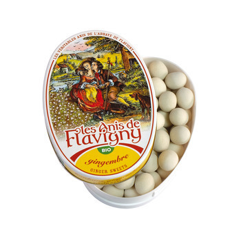 Bonbon Anis de Flavigny: boite ovale 50g gingembre