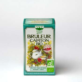 Boîte de tisane bio, bruleur contre les capitons r