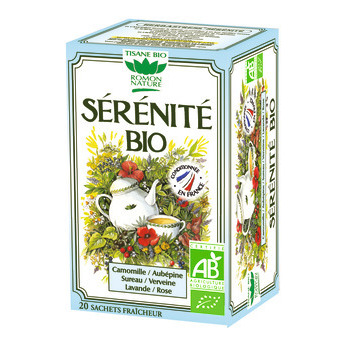 Tisane Romon Sérénité Bio, boîte de 20 sachets dos