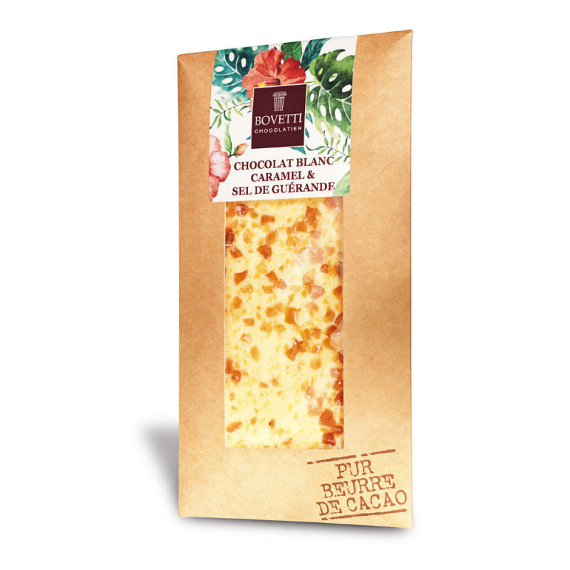 Tablette chocolat blanc, caramel et sel 100g