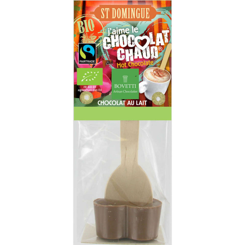 Cuillère 'J'aime le chocolat chaud': chocolat lait