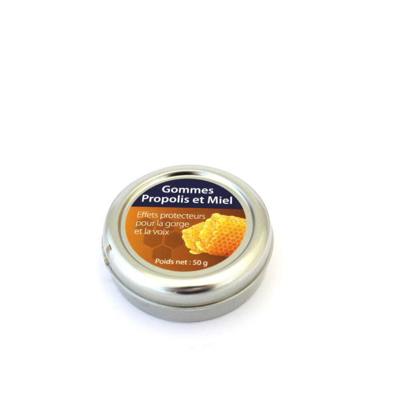 Gommes Propolis et miel, boîte métal de 50g