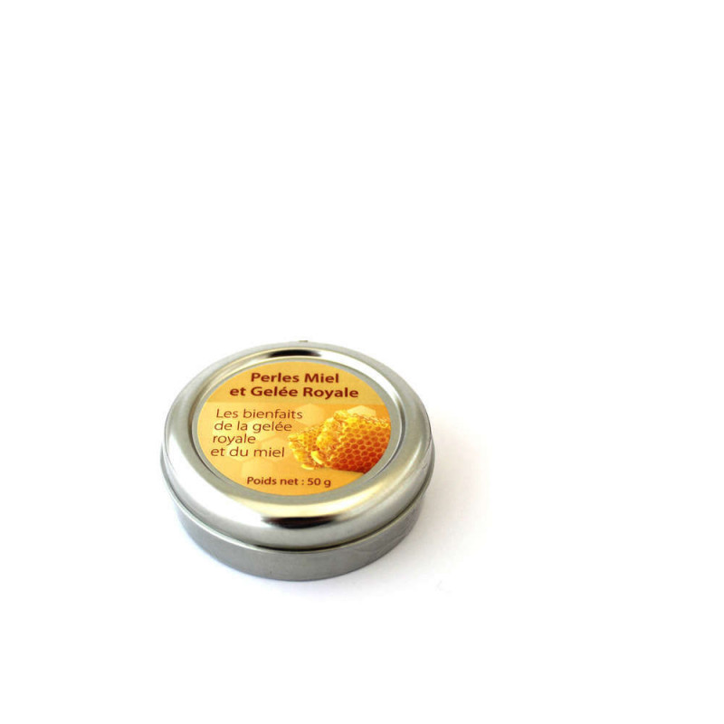 Perles Miel et Gelée Royale, boîte métal de 50g