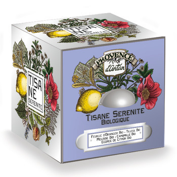 Tisane Serenité Bio 36gr, dans cube métal de 24 sa