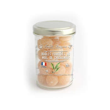 Bonbons en boules fourrées au miel de châtaignier,