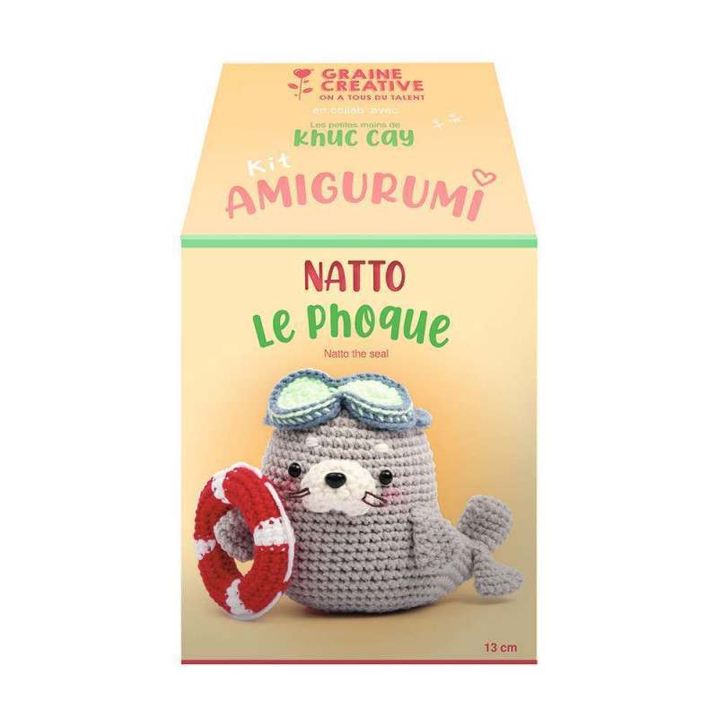 Kit crochet Minigurumi - Natto le phoque - 13 cm