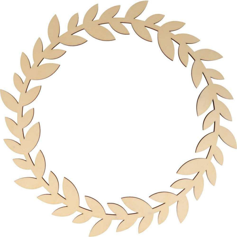 Couronne feuilles : bois, 35x0,7cm