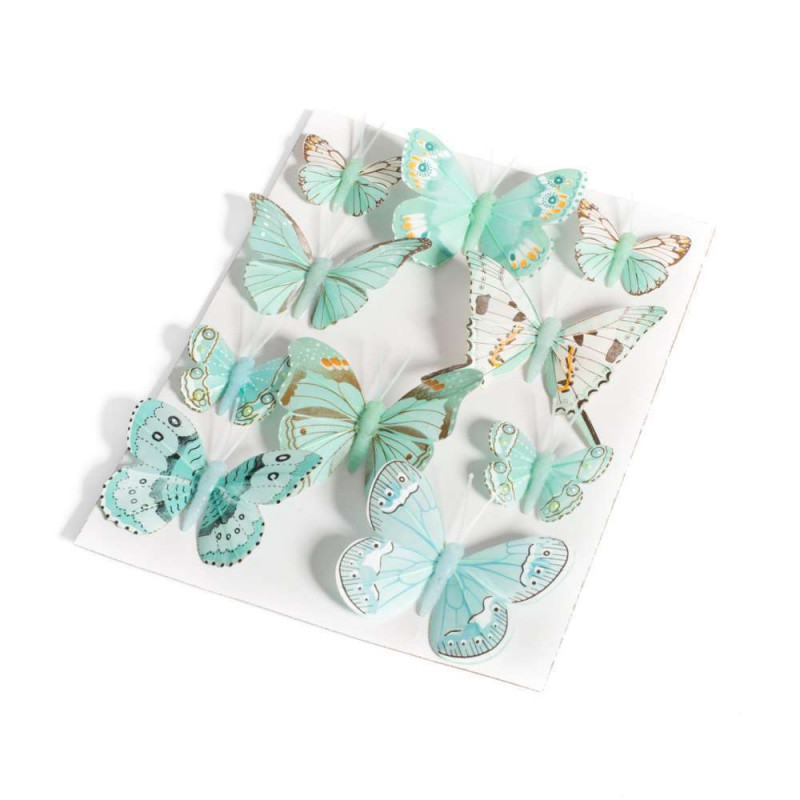 10 papillons sur tige menthe