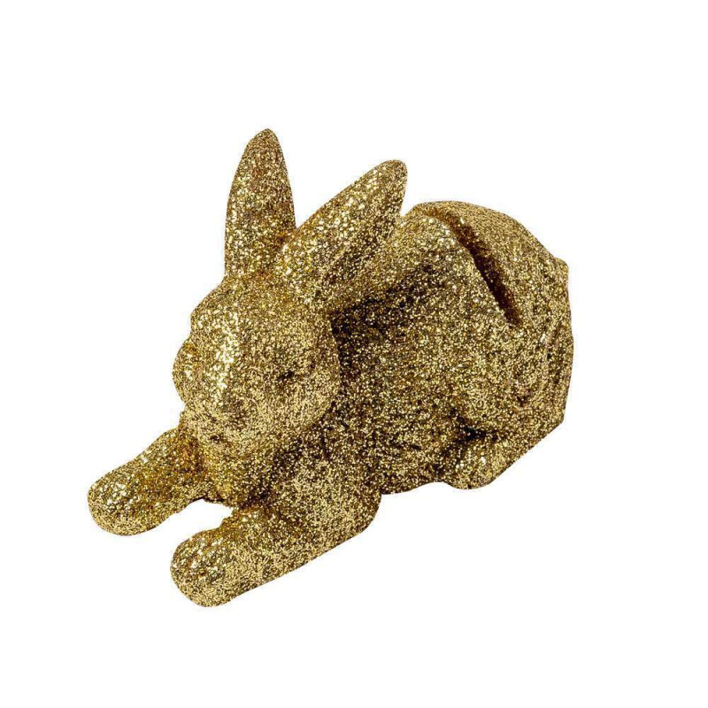 2 marque-places lapin paillettés or