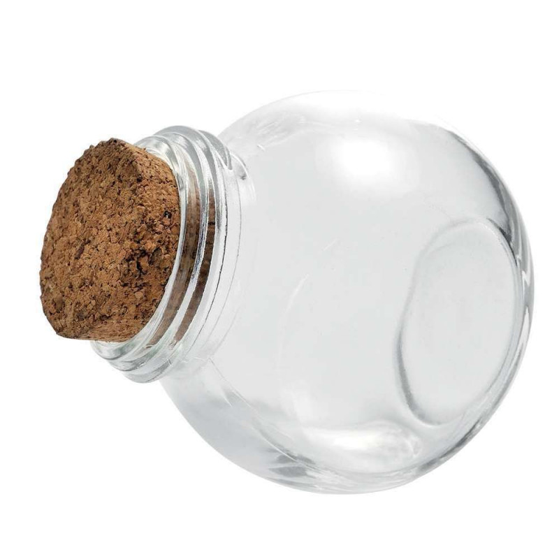 Bocal en verre avec bouchon en liège - 5,5cm - 60m