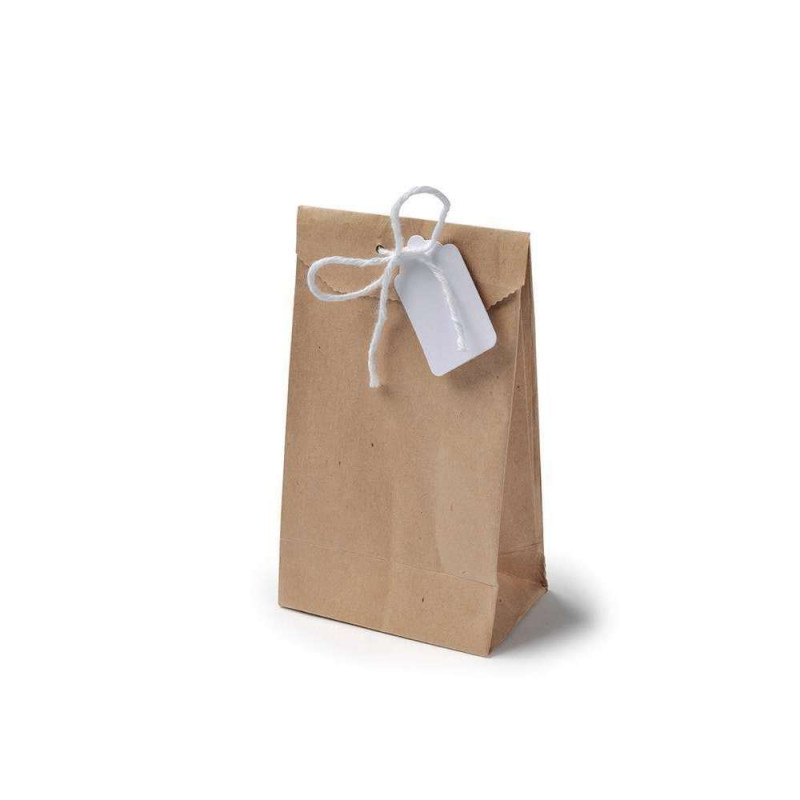 6 sachets kraft liens & étiquettes blanches - l. 7