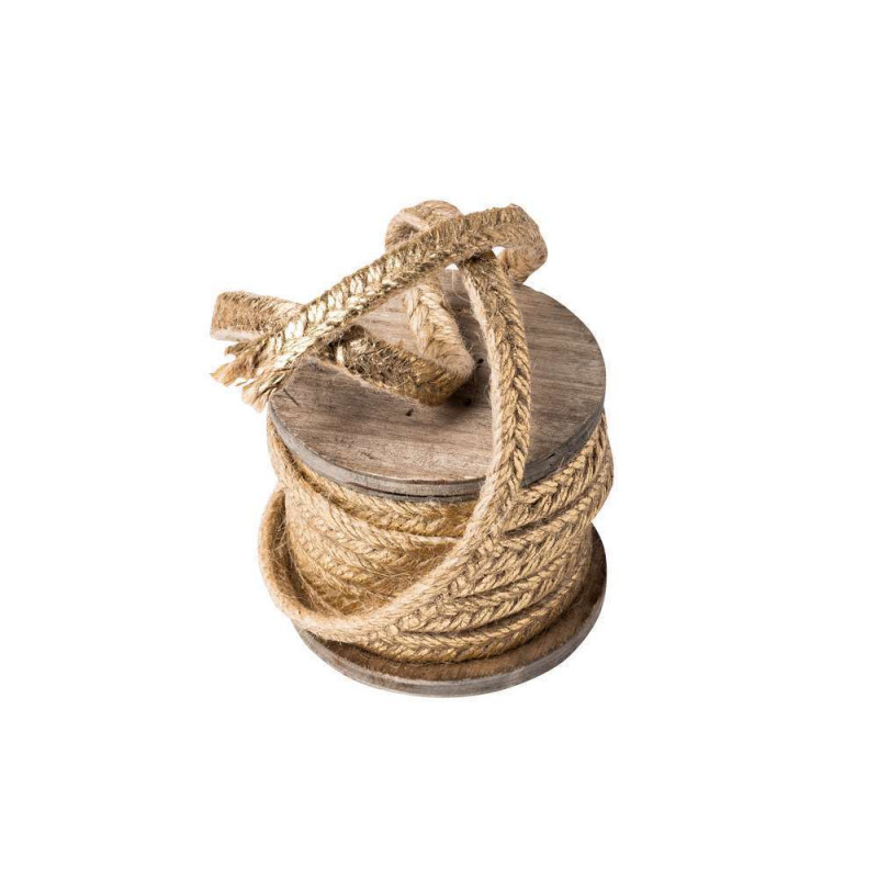Bobine de ruban tréssé en jute or 1cmx4m
