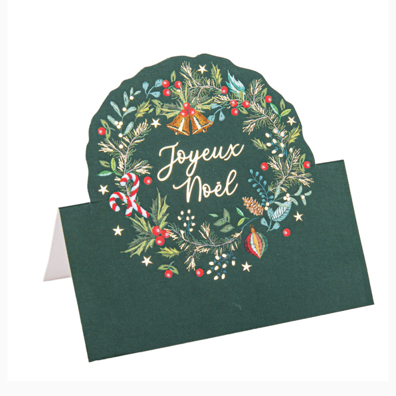8 marque-places Joyeux Noël d'antan vert anglais e