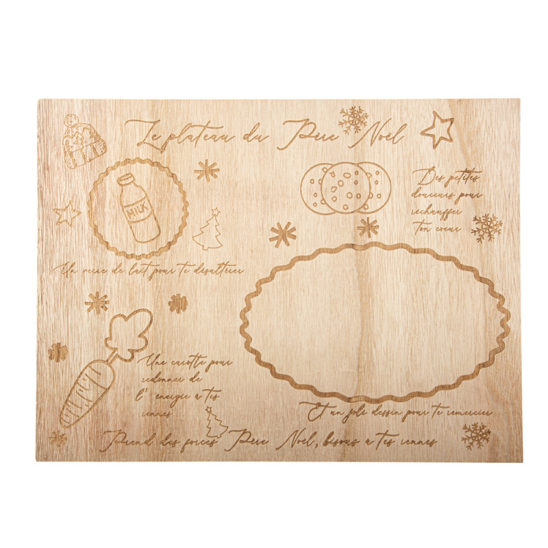 Plateau du Père Noël en bois - 30x40x0,7cm