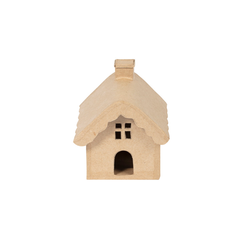 Maison en papier maché 12x10,5x11 cm