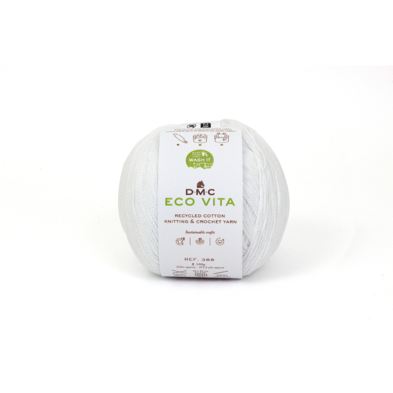 Fil Eco Vita coton recyclé blanc pour aiguilles/cr