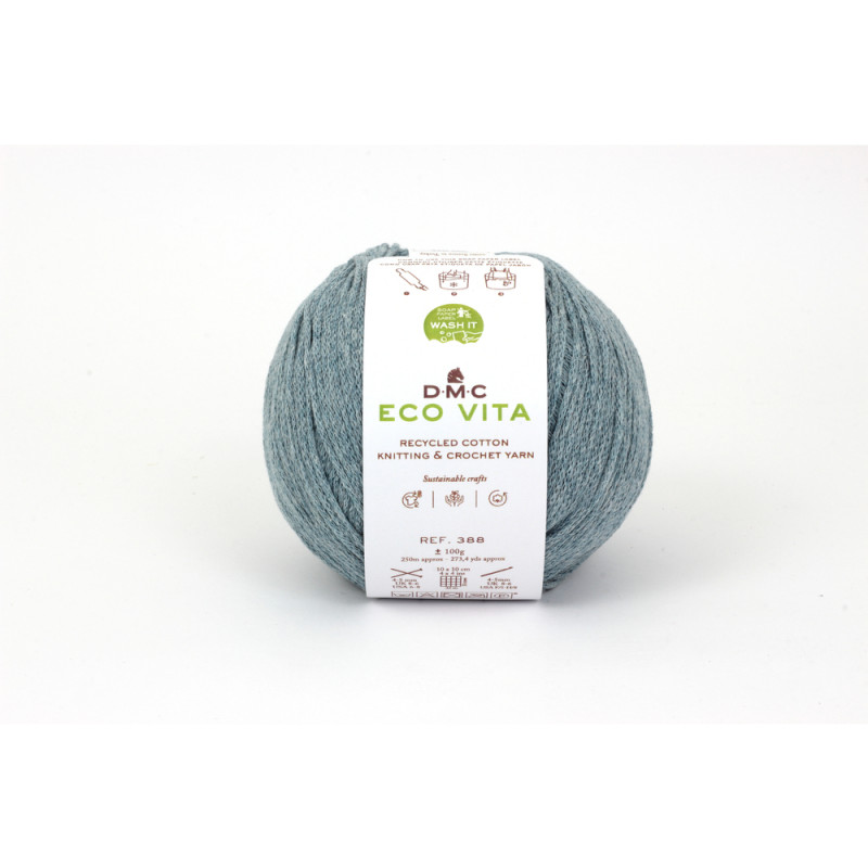 Fil Eco Vita coton recyclé bleu pour aiguilles/cro