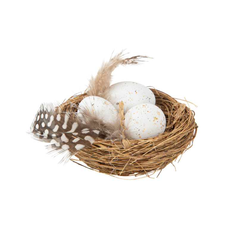 Décoration de Pâques - Nids et 3 oeufs en resine b