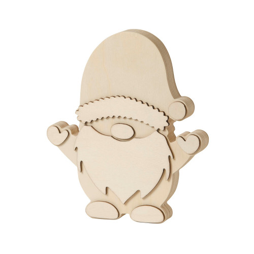 Gnome en bois brut à décorer et à poser - 18x15x1,