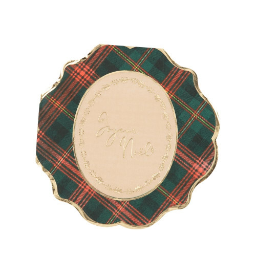 16 serviettes rondes en papier, motif scottish, co