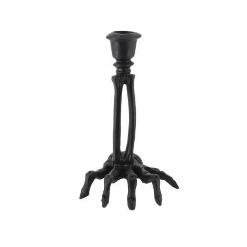 Bougeoir main de squelette Halloween, coloris noir
