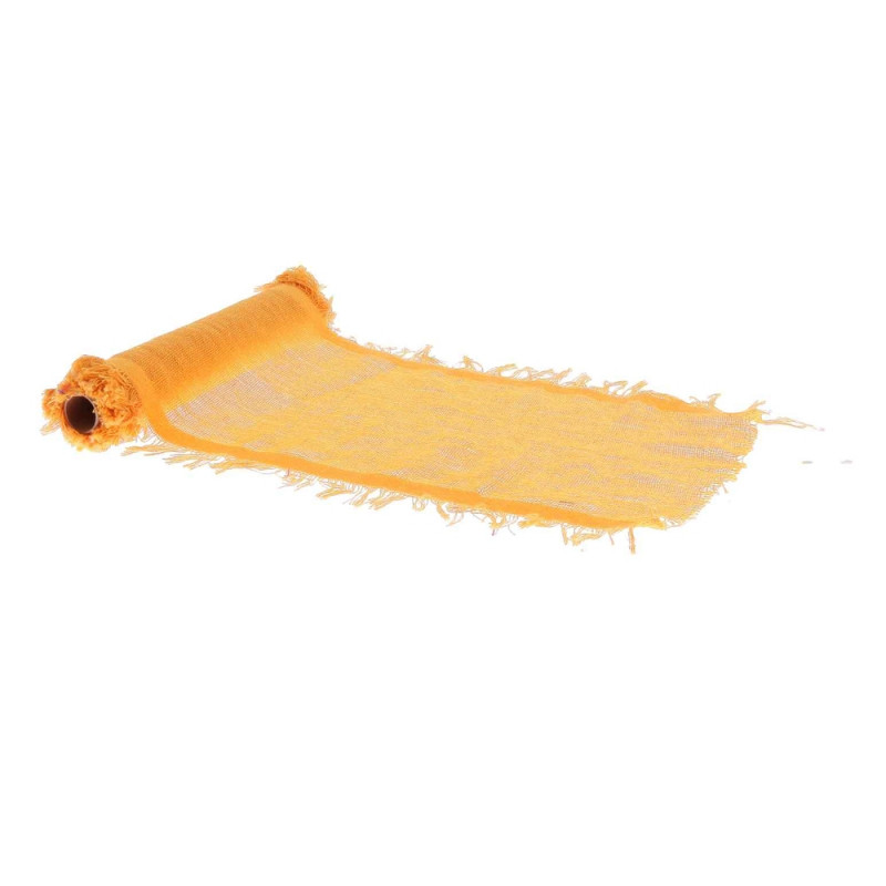 Chemin de table à franges, coloris orange - L. 60x