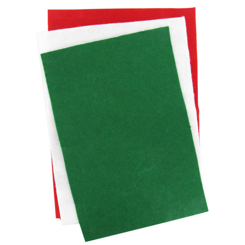 Feuilles feutrine aux couleurs de Noël, assortimen