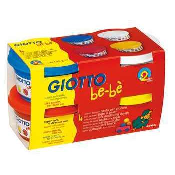 Pâte à jouer 4x100g: Rouge, jaune, cyan, blanc