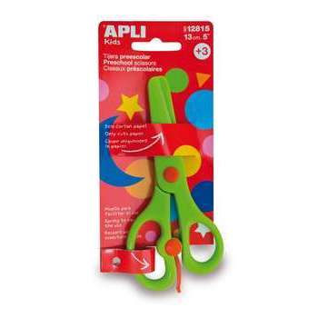 Ciseaux préscolaires : vert, plastique, 13cm