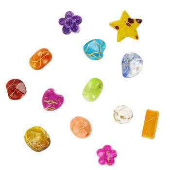 Perles acryliques opaques, tailles et formes assor