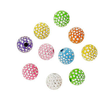 Perles acryliques strass (10mm), assortiment 8 col