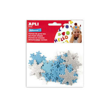 Sachet de 22 flocons adhésifs, en mousse pailletée