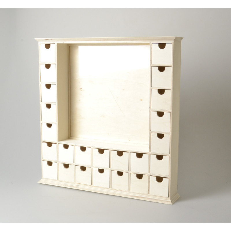 Calendrier de l'Avent avec cadre, en bois L. 44 x
