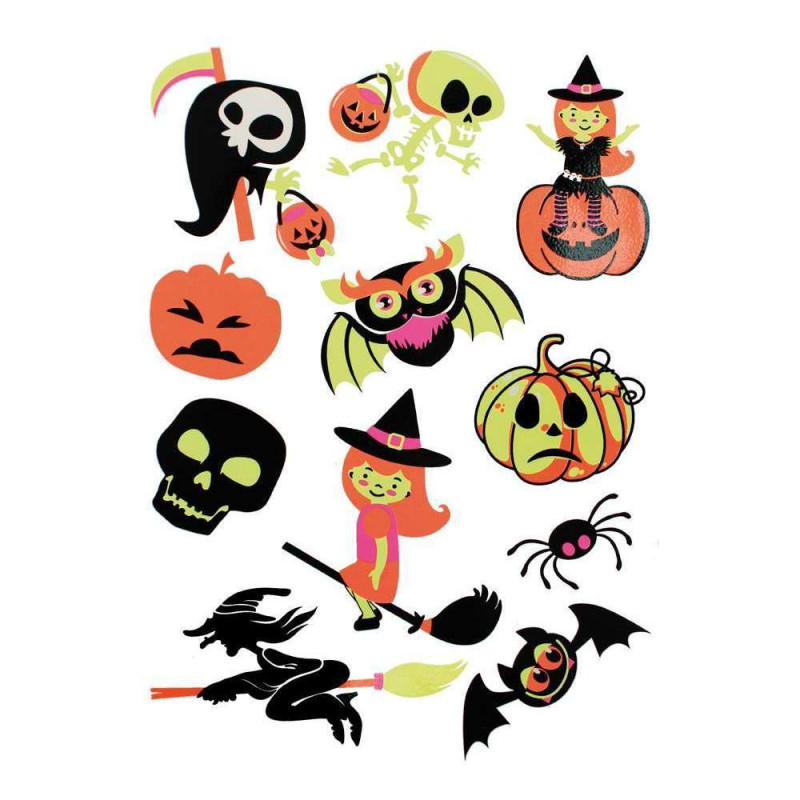 Stickers fluorescents (x11) - Halloween (4 à 7 cm)