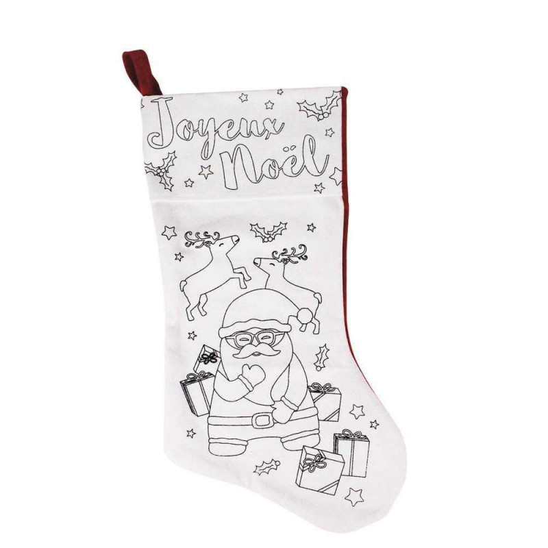 Chaussettes Noël coloriage : 39,5x20cm