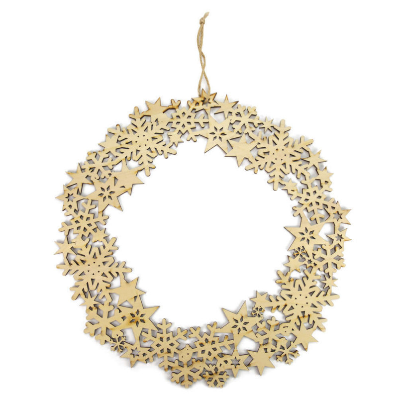Couronne bois découpé, diamètre 35 cm