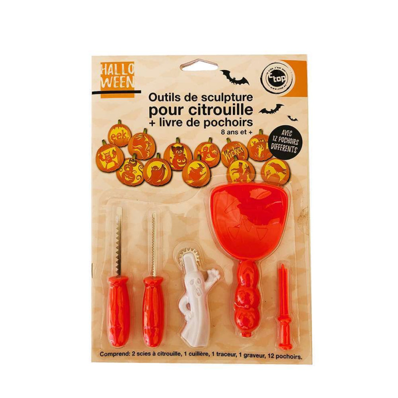 Kit Découpe citrouilles : 5 pièces et un livre de