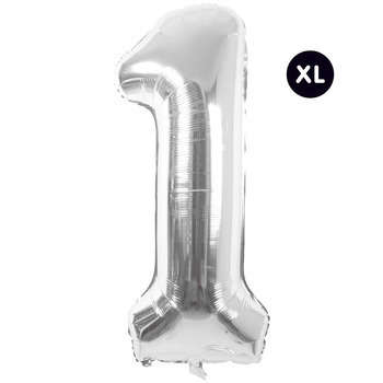Ballon aluminium chiffre 1 argenté, haut. 86 cm