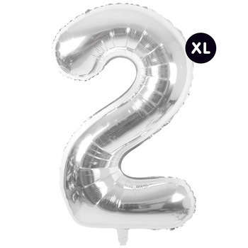 Ballon aluminium chiffre 2 argenté, haut. 86 cm