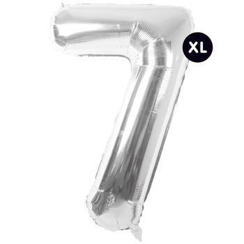 Ballon aluminium chiffre 7 argenté, haut. 86 cm
