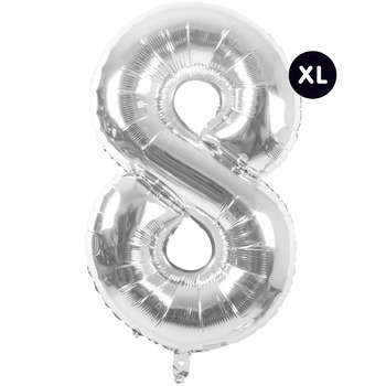 Ballon aluminium chiffre 8 argenté, haut. 86 cm